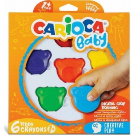 Λαδοπαστέλ-κηρομπογιές - Είδη ζωγραφικής - Σχολικά είδη  - Carioca Baby Σετ Κηρομπογιές Teddy Bear Shape 6τμχ 42956 Λαδοπαστέλ - Κηρομπογιές