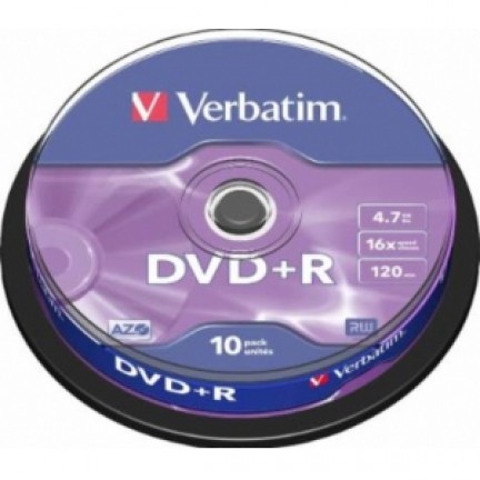 DVD+R VERBATIM 16X4.7GB ΜΠΟΜΠΙΝΑ 10ΤΕΜ. DVD