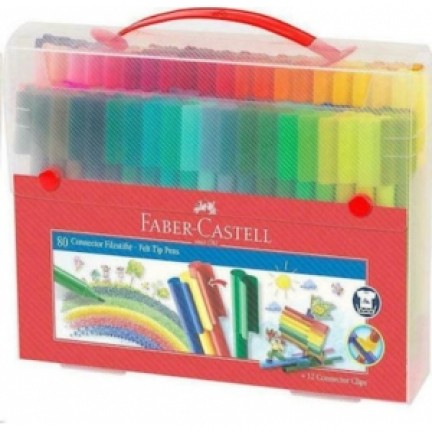 Faber-Castell Connector Felt-Tip Pens Πλενόμενοι Μαρκαδόροι Ζωγραφικής σε 80 Χρώματα Χρώματα