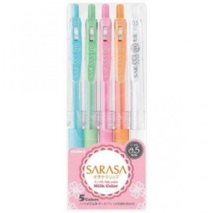 Οργάνωση γραφείου - ΣΕΤ 5 ΣΤΥΛΟ ZEBRA Sarasa CLIP GEL Milk Colors 0.5 Στυλό