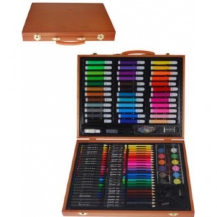 Σετ ζωγραφικής XXL σε ξύλινο κουτί 150τεμαχίων Χρώματα